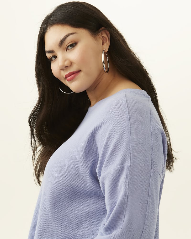 Front of plus size Cecily Micro Waffle Boat Neck Top by Marc NY | Dia&Co | dia_product_style_image_id:192224